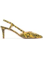 Kalda Ringi 65 Snake Embossed Slingback Heels - Yellow