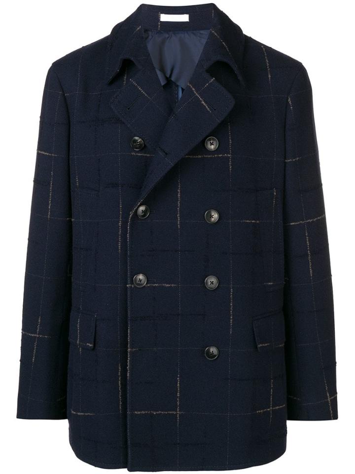 Boglioli Checked Double-breasted Coat - Blue
