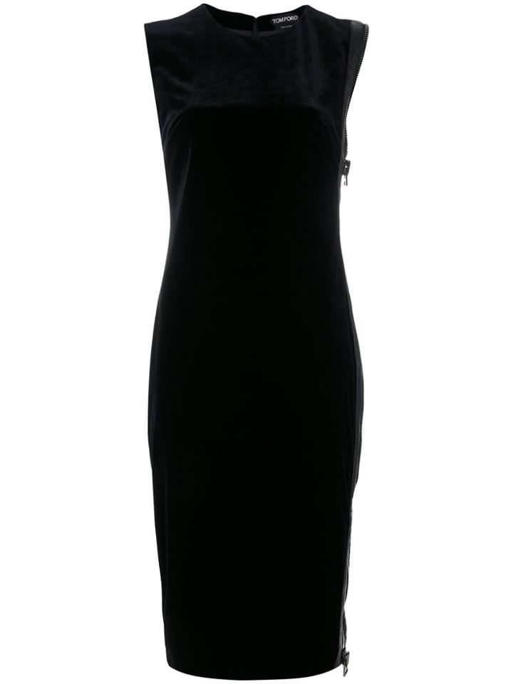 Tom Ford Zipped Sleeve Midi Dress - Black