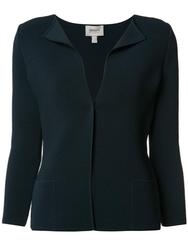 Armani Collezioni Flappy Collar Fitted Jacket, Women's, Size: 46, Blue, Viscose/polyamide