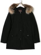 Woolrich Kids Teen Racoon Fur-trimmed Parka - Black