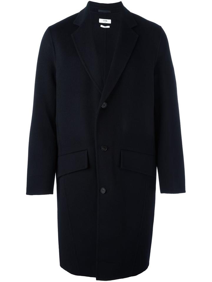 Cmmn Swdn Buttoned Front Coat, Men's, Size: 46, Blue, Cashmere/wool