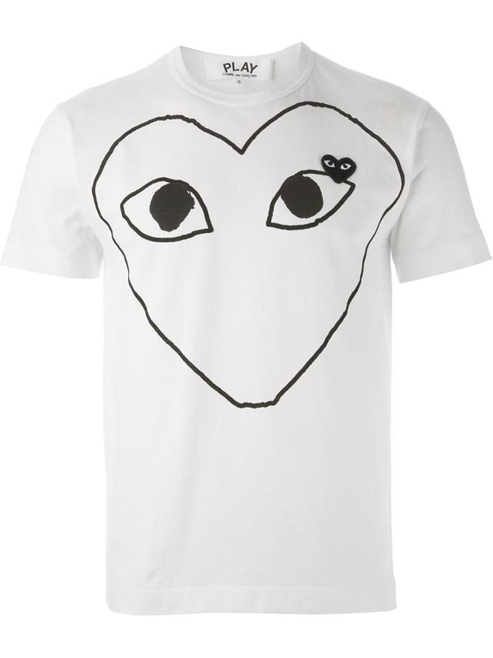 Comme Des Garçons Play Printed Heart T-shirt, Men's, Size: Small, White, Cotton