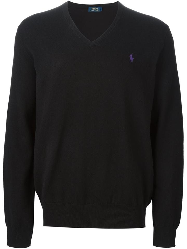 Polo Ralph Lauren V-neck Sweater, Men's, Size: Medium, Black, Merino