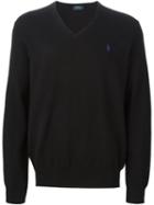 Polo Ralph Lauren V-neck Sweater, Men's, Size: Medium, Black, Merino