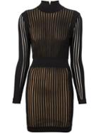 Balmain Long Sleeve Striped Mini Dress