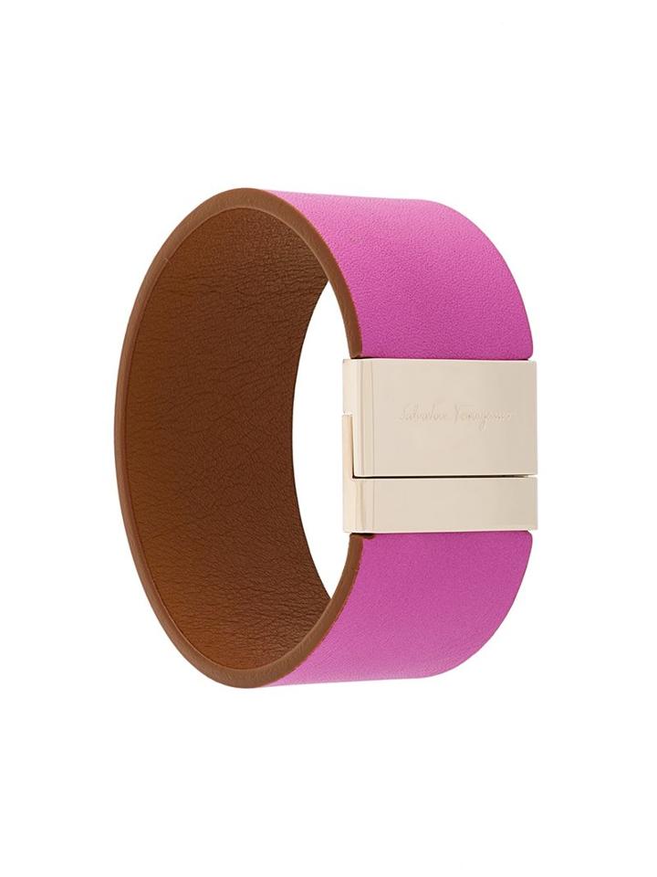 Salvatore Ferragamo Leather Cuff, Women's, Pink/purple
