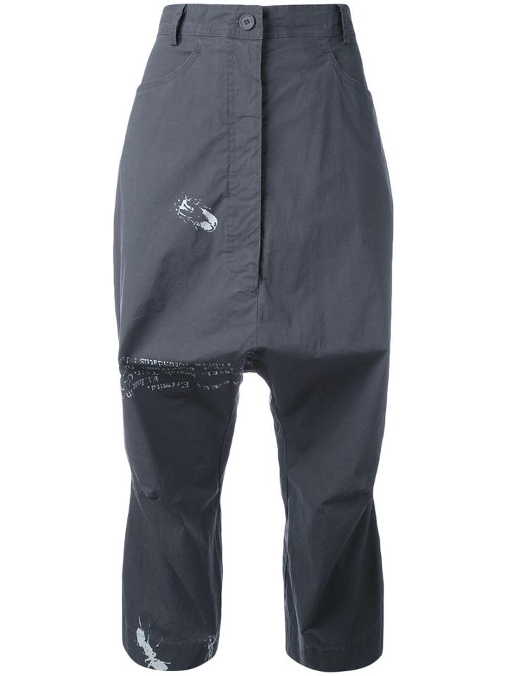 Rundholz - Drop-crotch Cropped Trousers - Women - Cotton/spandex/elastane - M, Grey, Cotton/spandex/elastane