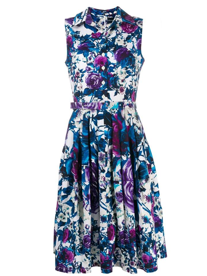 Samantha Sung Floral Print Shirt Dress - Blue