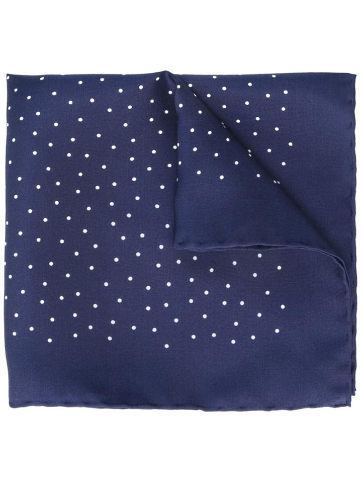 Lanvin Dot Panel Pocket Handkerchief, Men's, Blue, Silk