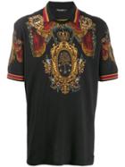Dolce & Gabbana Crest Print Polo Shirt - Black