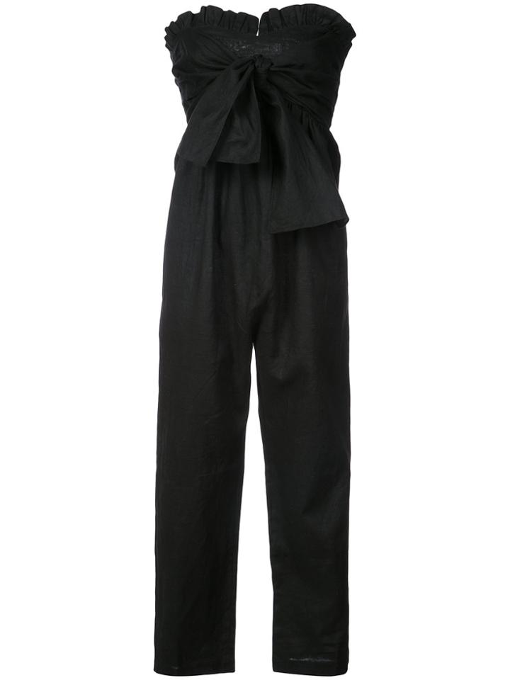 Apiece Apart Strapless Ruffle Trim Jumpsuit - Black
