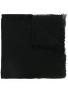 Rick Owens Raw Edge Scarf, Men's, Black, Silk/cashmere