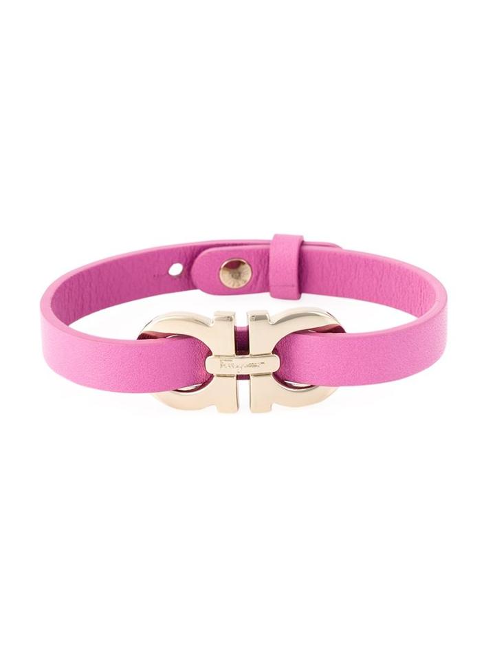 Salvatore Ferragamo Gancini Bracelet, Women's, Pink/purple, Calf Leather/metal Other