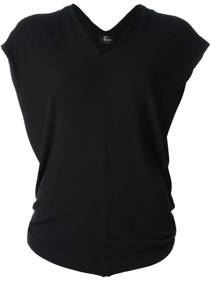 Lost & Found Ria Dunn Draped T-shirt, Women's, Size: Small, Black, Spandex/elastane/cashmere/modal