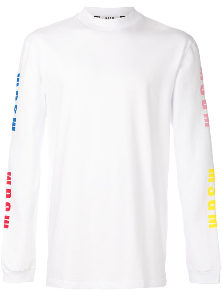 Msgm Logo Sleeve Sweatshirt - White