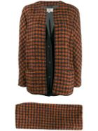 Valentino Pre-owned 1980's Checked Skirt Suit - Orange
