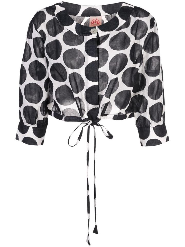 Le Sirenuse Pois Print Crop Top - White