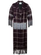 Msgm Plaid Fringed Coat