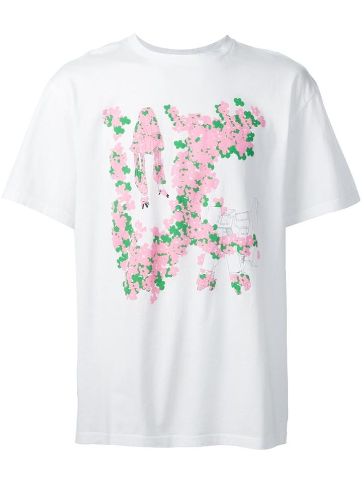 Julien David Floral Print T-shirt, Men's, Size: Medium, White, Cotton
