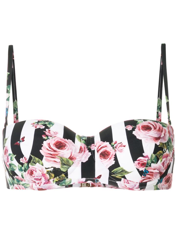 Dolce & Gabbana Printed Balconette Bikini Top - Black