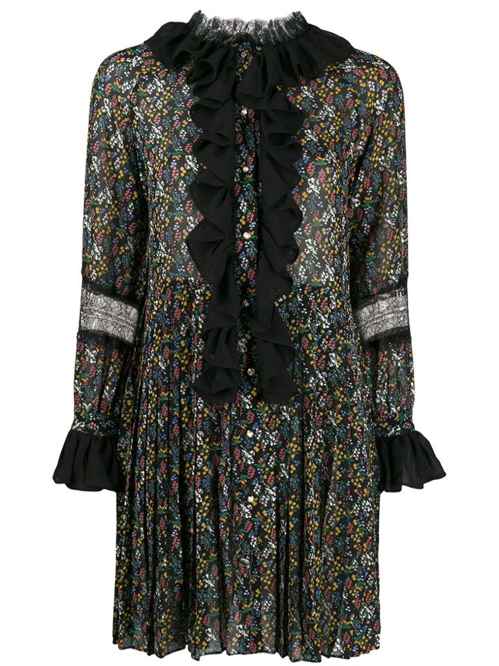 Jovonna Arli Ruffle-trimmed Pleated Dress - Black