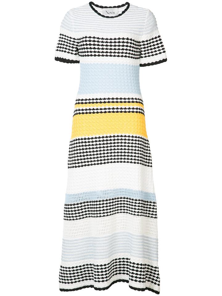 Novis - Striped Midi Dress - Women - Cotton/viscose/mulberry Silk/tussar Silk - S, Blue, Cotton/viscose/mulberry Silk/tussar Silk