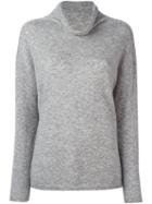 Roberto Collina Roll Neck Jumper, Women's, Size: Medium, Grey, Silk/cashmere