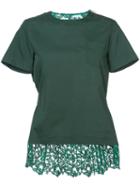 Sacai - Lace Back T-shirt - Women - Cotton/polyester - 1, Green, Cotton/polyester
