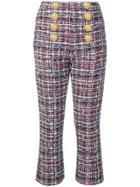 Balmain Button-front Tweed Trousers - Blue