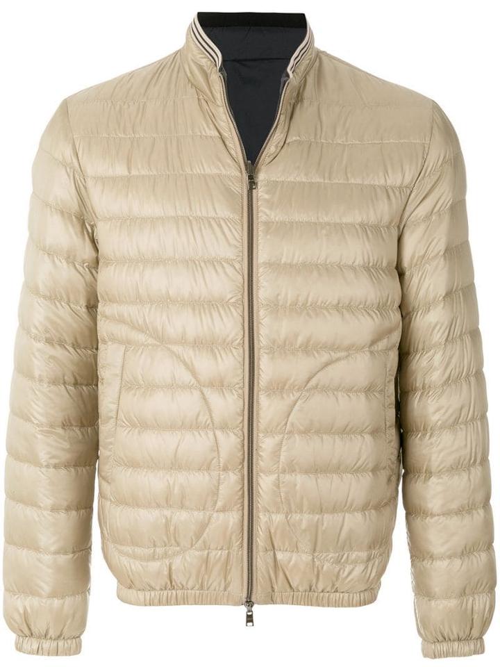 Herno Feather Down Zip Front Padded Jacket - Neutrals