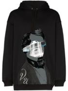 Valentino Ufo Face Printed Hoodie - Black