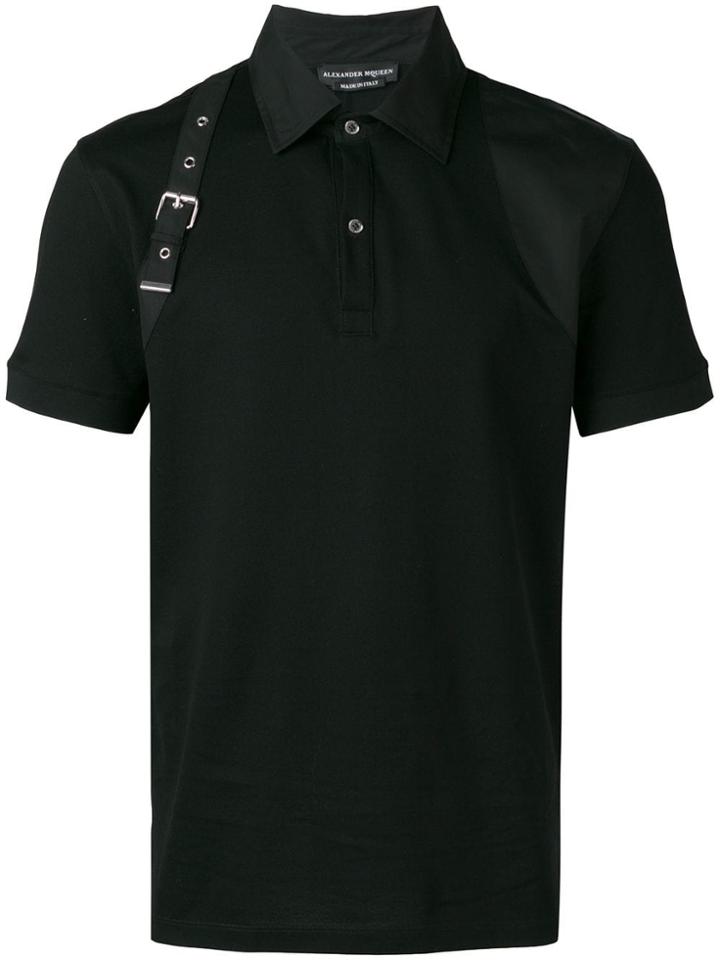 Alexander Mcqueen Buckle-detail Polo Top - Black