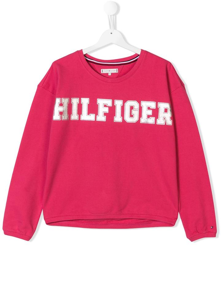 Tommy Hilfiger Junior Teen Logo Print Sweatshirt - Pink & Purple
