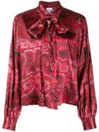 Ganni Tied-neck Blouse - Red