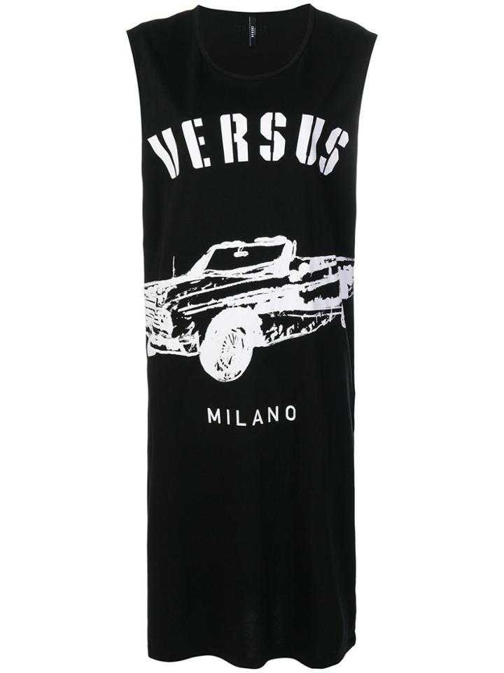 Versus Loose Fit Logo Print Dress - Black