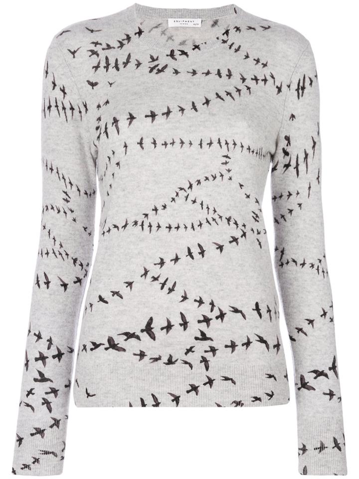 Equipment Bird Print Cashmere Jumper - Grey