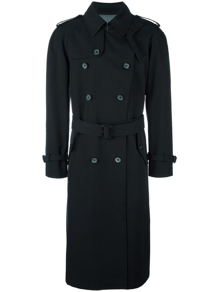 Alexander Mcqueen Double Breasted Trench Coat, Men's, Size: 50, Black, Cotton/viscose