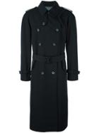 Alexander Mcqueen Double Breasted Trench Coat, Men's, Size: 50, Black, Cotton/viscose