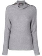 Jo No Fui Roll Neck Stripe Sweater - Grey