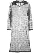 Comme Des Garçons Vintage Rubberised Flower Sheer Dress - Black