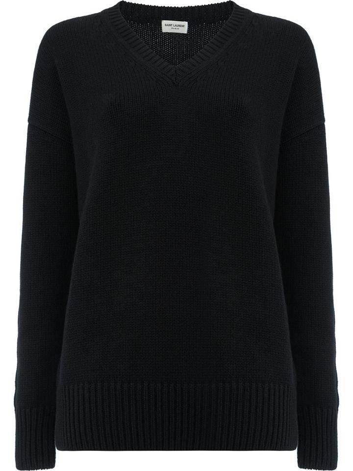 Saint Laurent - Heart Embellished Jumper - Women - Cashmere - S, Black, Cashmere