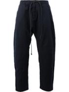 Kazuyuki Kumagai Drop Crotch Cropped Trousers, Men's, Size: 4, Blue, Silk/linen/flax/nylon