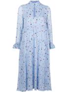 Ganni Floral Flared Midi Dress - Blue
