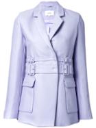 Carven Double-belted Jacket, Women's, Size: 40, Pink/purple, Cotton/virgin Wool