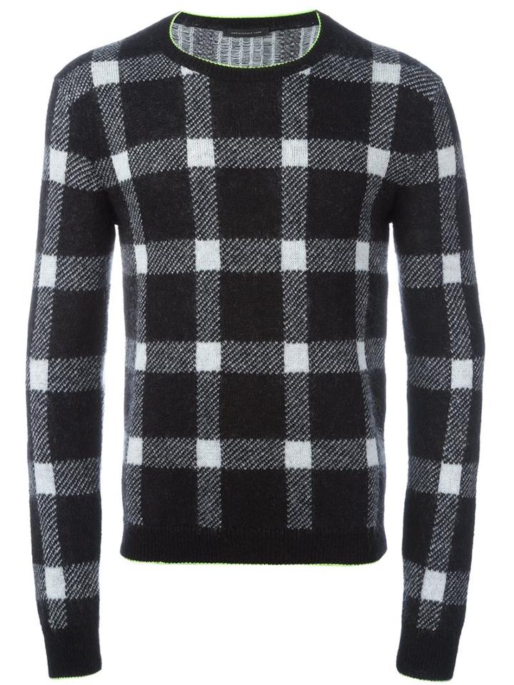 Christopher Kane Checked Jumper, Men's, Size: Large, Black, Nylon/cashmere/mohair