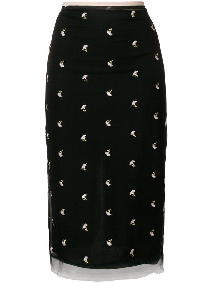 No21 Embroidered Pencil Skirt - Black