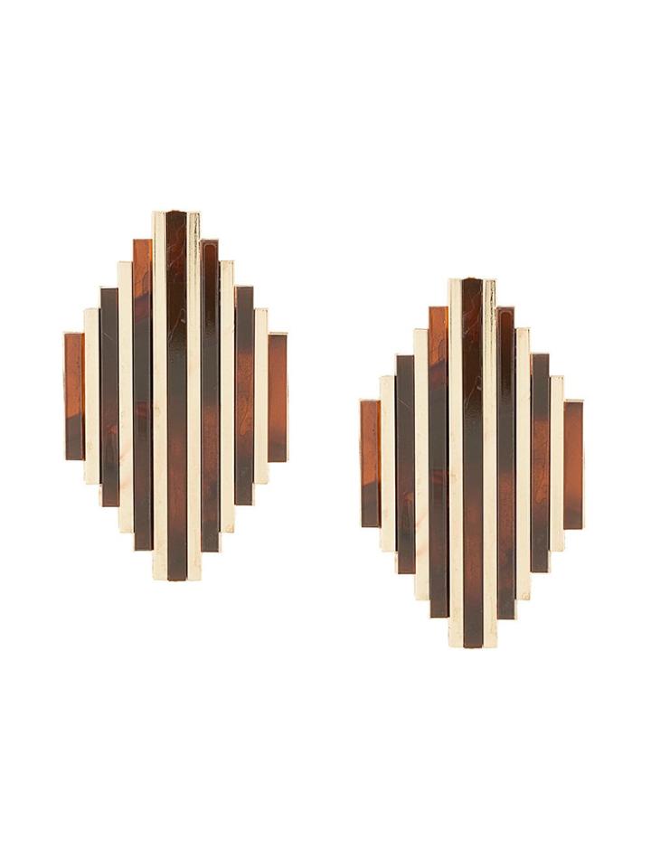 Vanda Jacintho Geometric Paneled Earrings - Brown
