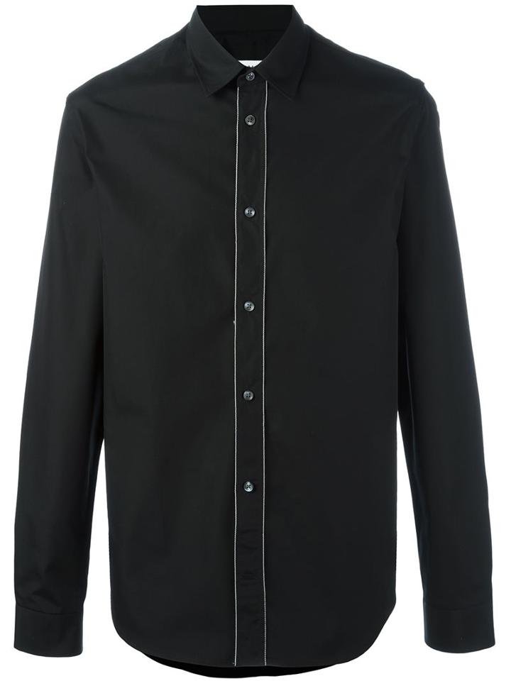 Maison Margiela Contrast Stitch Placket Shirt, Men's, Size: 40, Black, Cotton