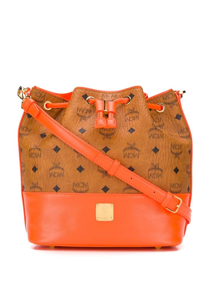 Mcm Repeat Logo Bucket Bag - Brown